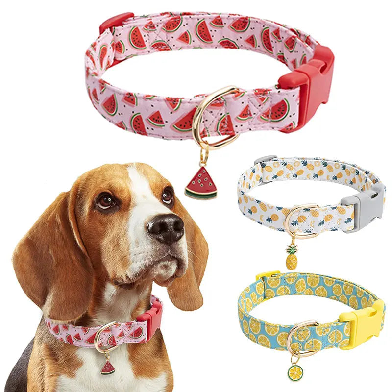 Pet collar with Fruit metal pendant