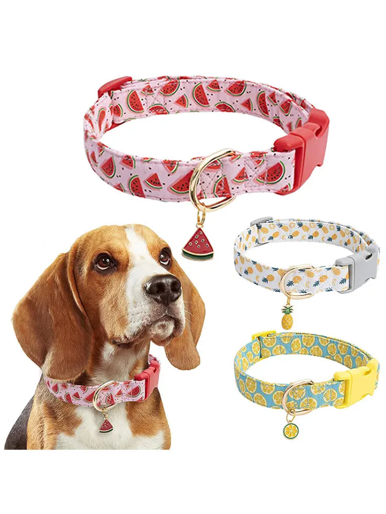 Pet collar with Fruit metal pendant