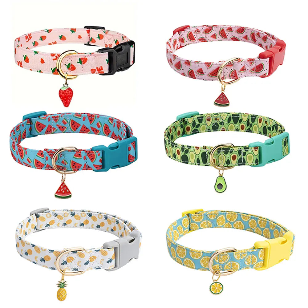 Pet collar with Fruit metal pendant