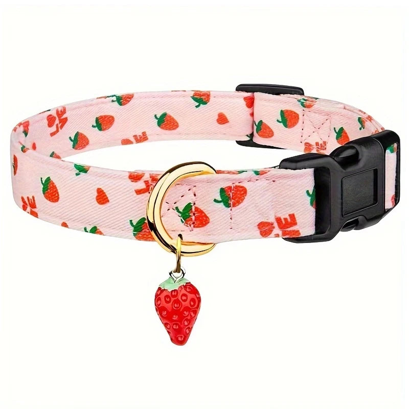 Pet collar with Fruit metal pendant