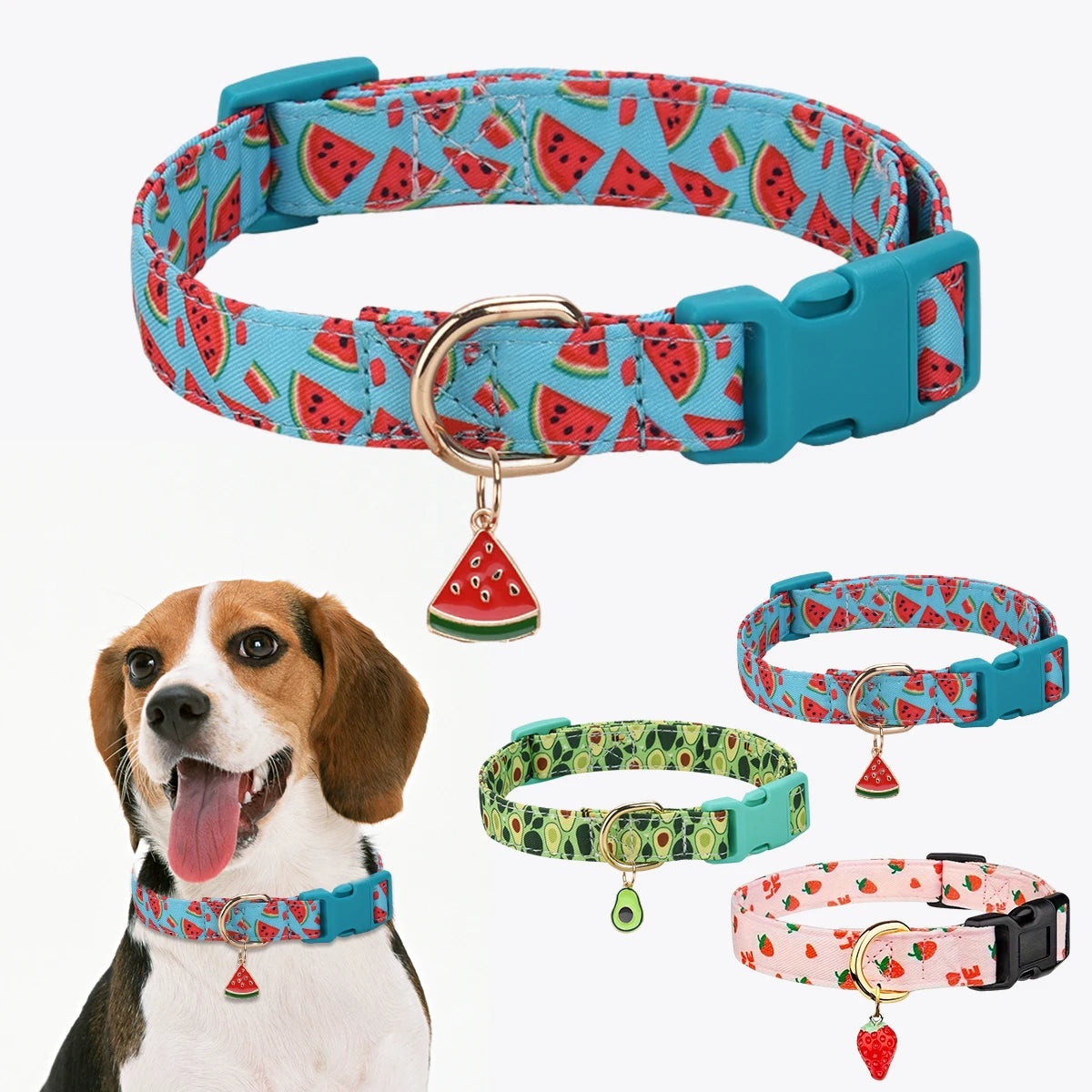 Pet collar with Fruit metal pendant