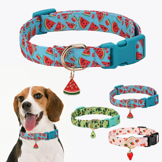 Pet collar with Fruit metal pendant